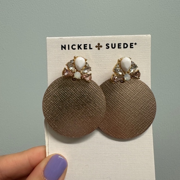 Nickel & Suede Deco Discs Earrings - Picture 4 of 4